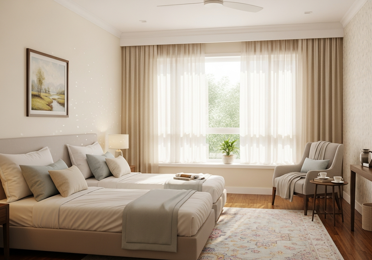 Clean, bright bedroom